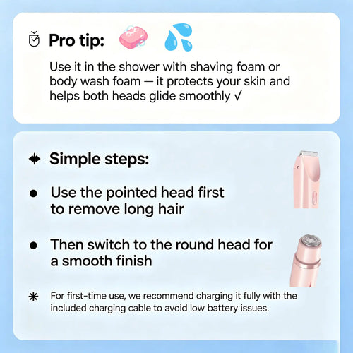 Women's Dual-Head Body Hair Trimmer Shaver Machine, USB Rechargeable Waterproof Portable Mini Shaver, for Underarm Leg Face Bikini Line Routine, Travel-Friendly, Women's Gifts for Self Care, Usb Rechargeable Shaver